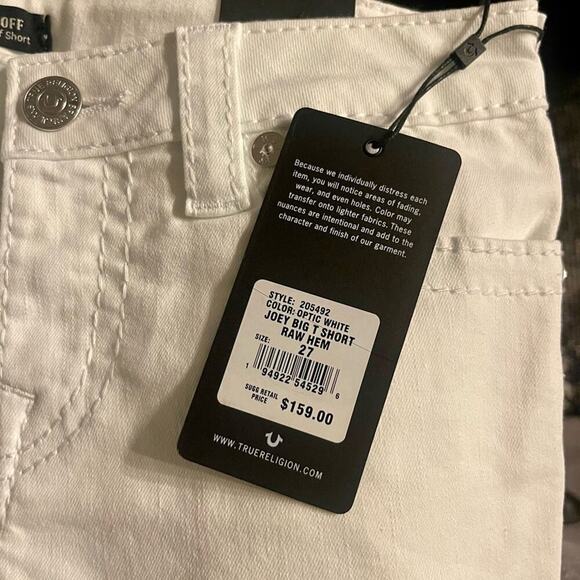 True Religion Joey Cut Off Shorts in White. - Picture 8 of 12